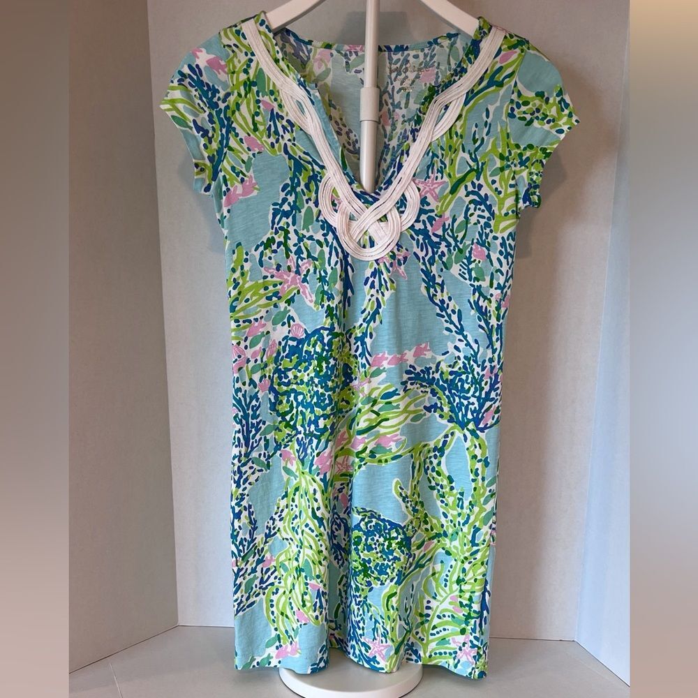Lilly Pulitzer Light Blue Mini Dress with Green, Blue & Pink Print Size XS